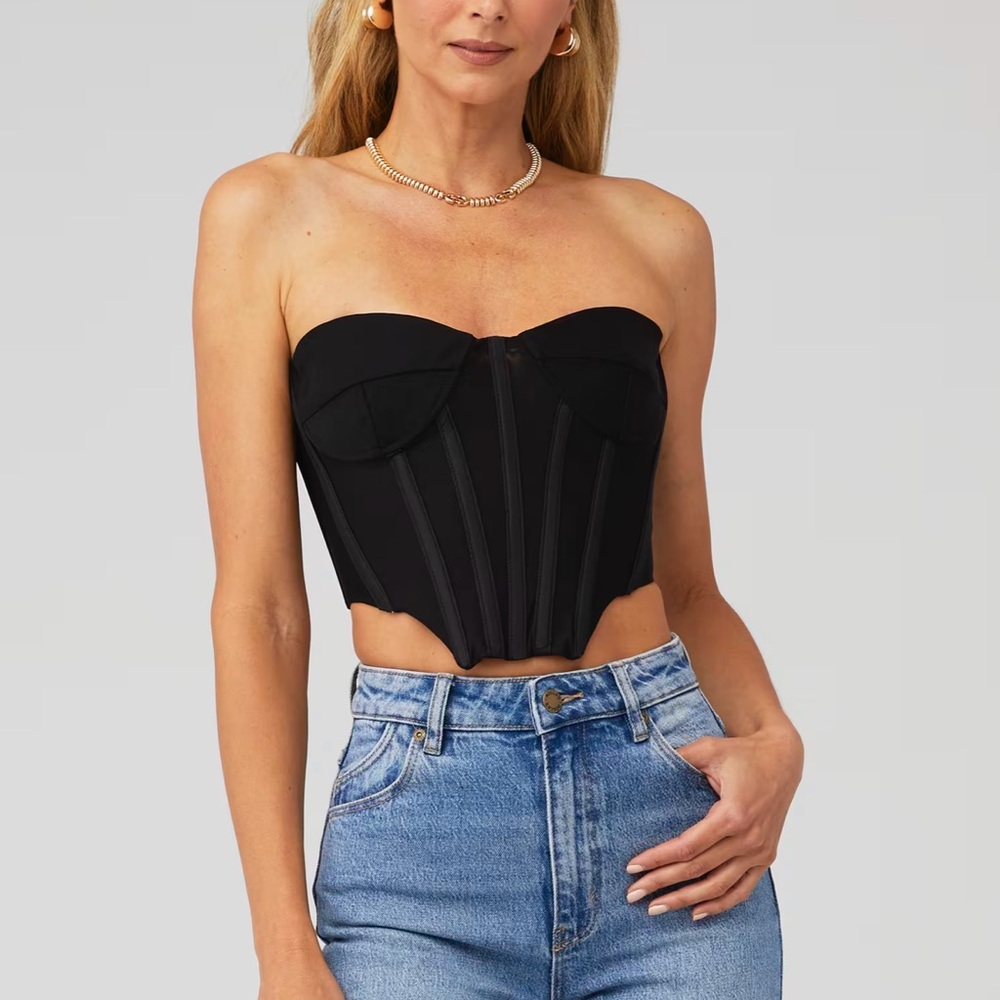 Black Strapless Corset Top